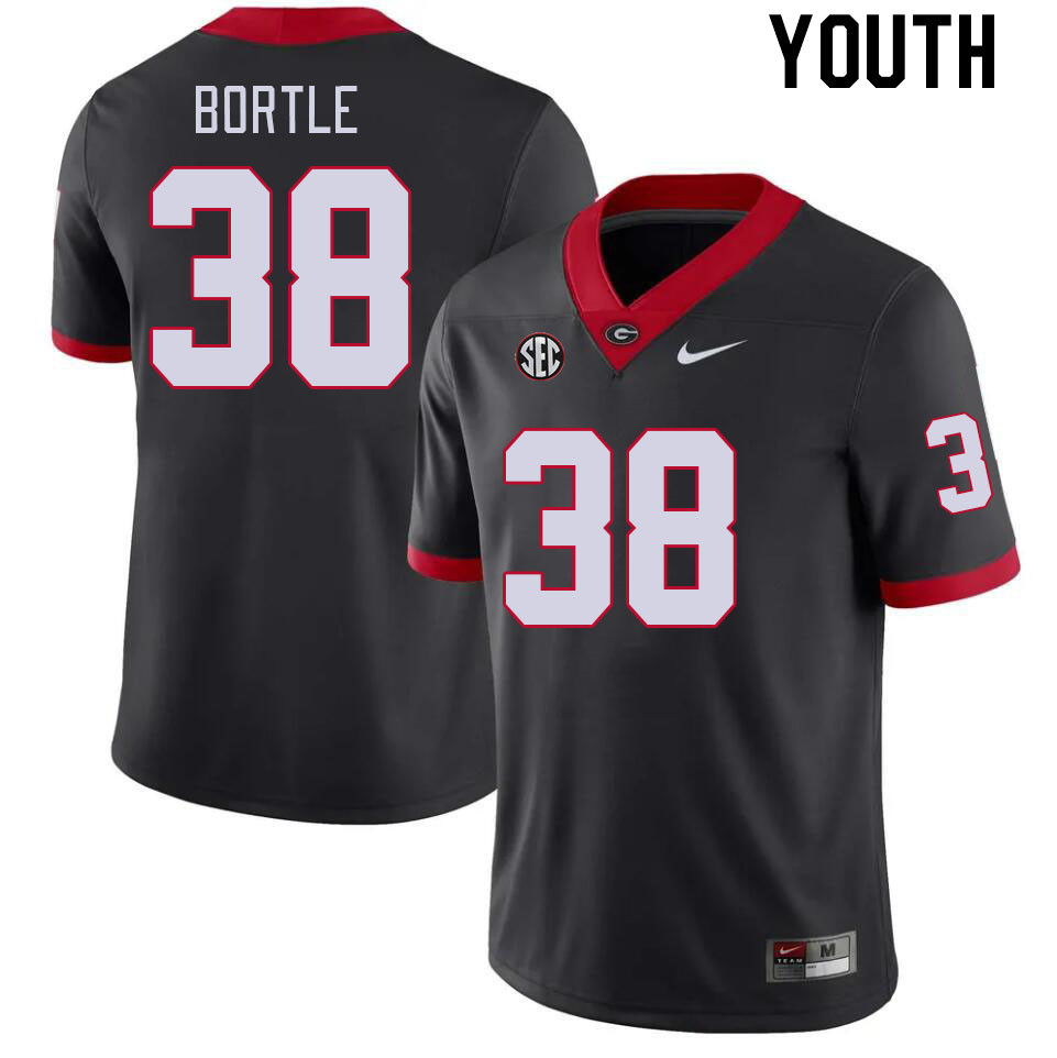 Youth #38 Brooks Bortle Georgia Bulldogs College Football Jerseys Stitched-Black